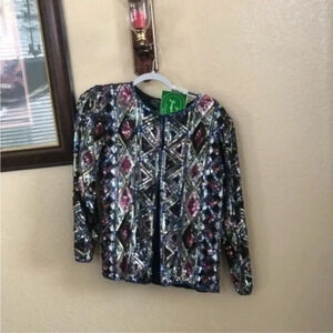 Vintage Jean for Joseph Le Bon Sequin Silk Cardigan Size Small .